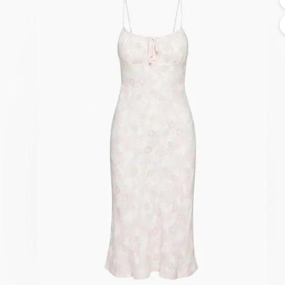 Aritzia Wilfred Bellow Midi dress | Pink and Cream | Size 00